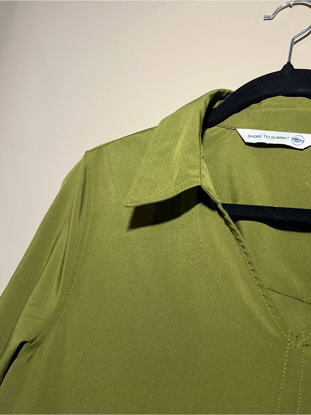 Shore to Summit Avocado Green Utility Shirt Dress Large - Picture 5 of 12